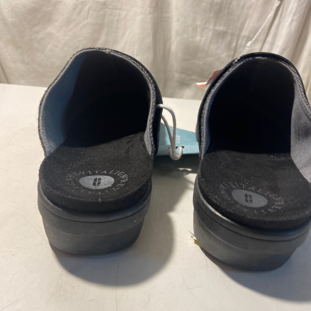 Revitalign gray & black leather & fabric mules size 10 NWT - Picture 3 of 7